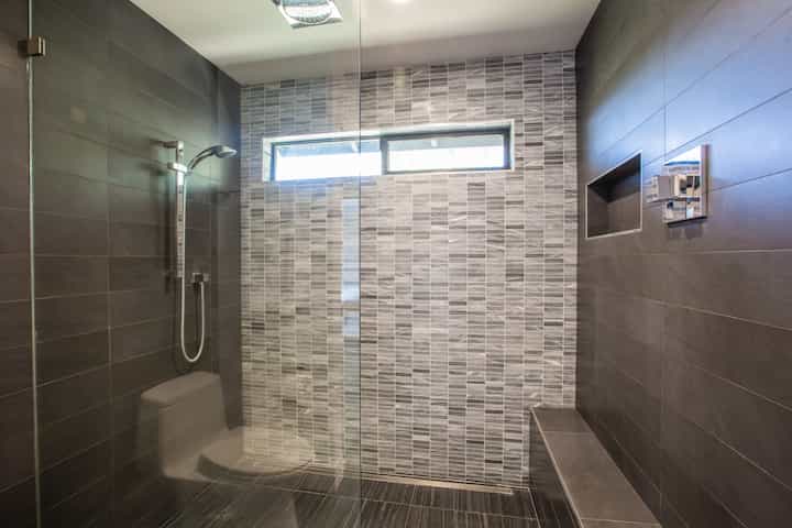 A country inspired shower installation inside of Anaheim, California
